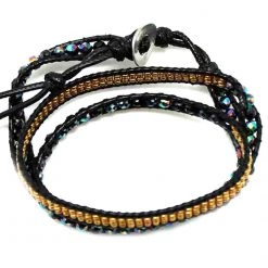 LA Style Rush Accessories X Katie Soleil Multi Beaded Wrap Bracelet In Peacock