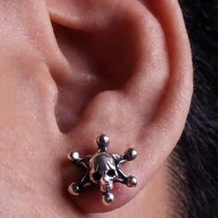 2 Abnormal Sides Single Joker Skull Pierce Earring Accessories