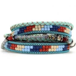 LA Style Rush Sioux Beaded Double Wrap Bracelet