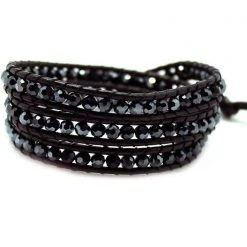 LA Style Rush Single Multi Beaded Wrap Bracelet In Black