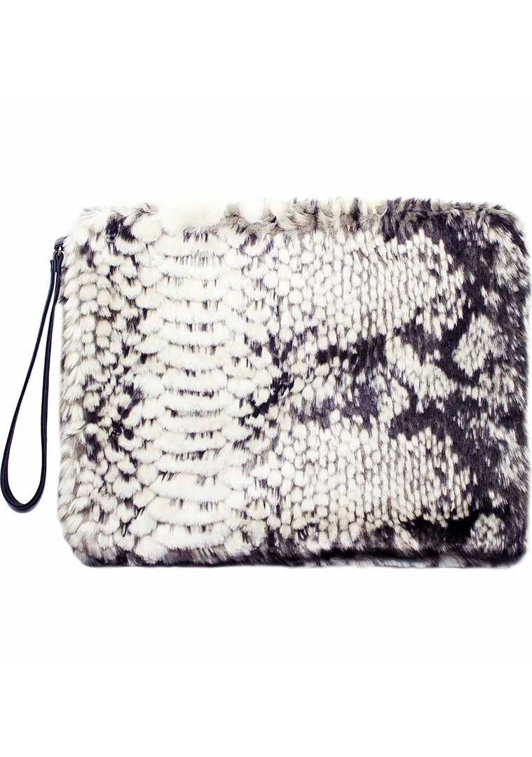 LA Style Rush Python Faux Fur Clutch Handbag Bags 4 LA Style Rush Python Faux Fur Clutch Handbag Bags