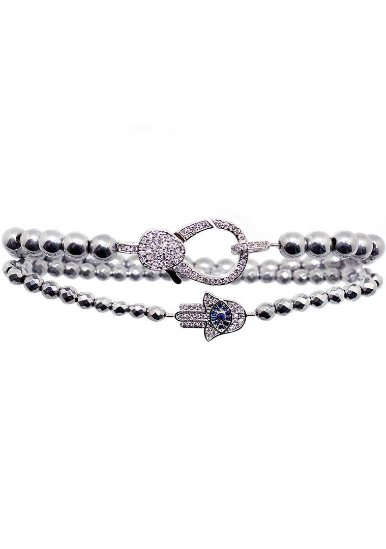 LA Style Rush The Raven Divine Hamsa Bracelet Set In Silver 3 LA Style Rush The Raven Divine Hamsa Bracelet Set In Silver