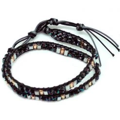LA Style Rush X Katie Soleil Double Wrap Beaded Bracelet In Black/Multi Accessories