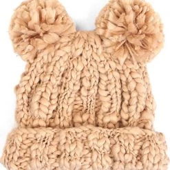 LA Style Rush The Great Fantastic Teddy Bear Knit Beanie In Camel