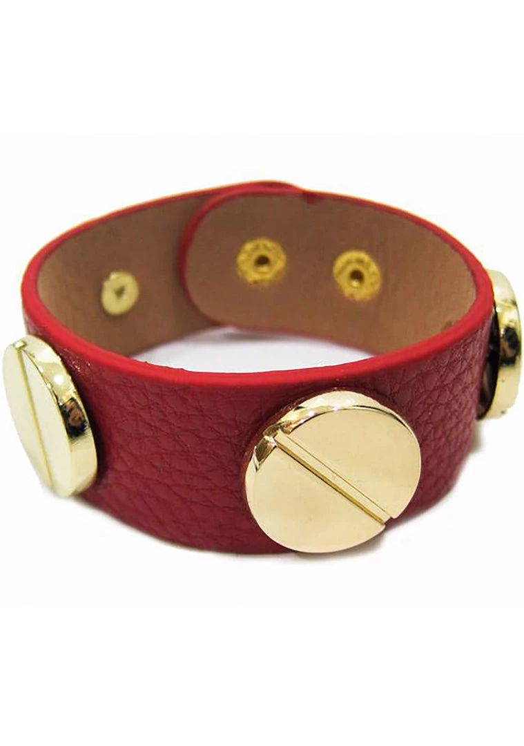FASHô Large Screw Bracelet In Red/Gold Accessories 3 FASHô Large Screw Bracelet In Red/Gold Accessories