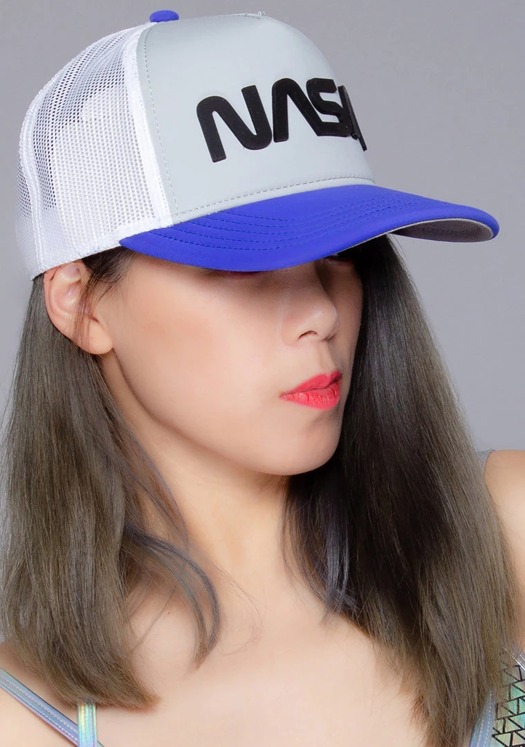 American Needle NASA Riptide Valin Flat Brim Hat In Blue Grey 4 American Needle NASA Riptide Valin Flat Brim Hat In Blue Grey