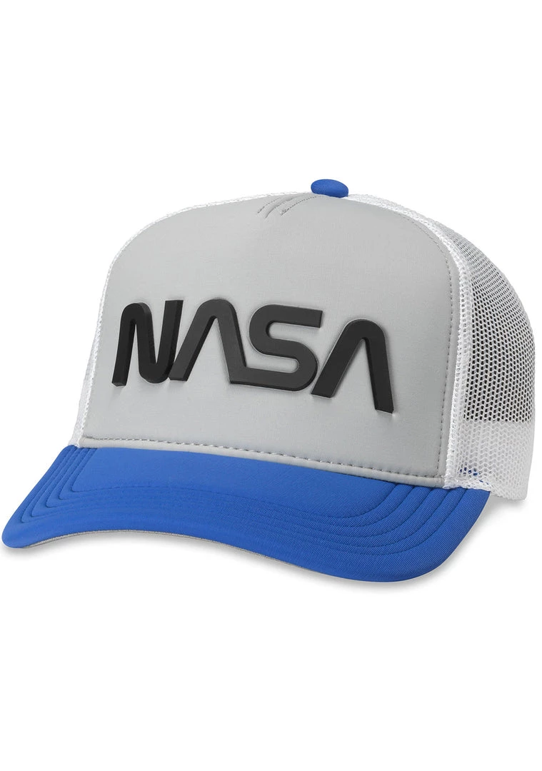 American Needle NASA Riptide Valin Flat Brim Hat In Blue Grey 5 American Needle NASA Riptide Valin Flat Brim Hat In Blue Grey
