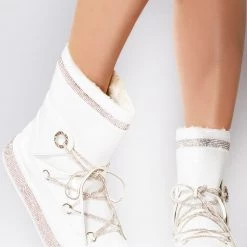 Azalea Wang Fresh Powder Rhinestone Faux Fur Boots The Great Fantastic