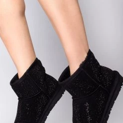 Azalea Wang The Great Fantastic Iced Onyx Rhinestone Faux Fur Boots