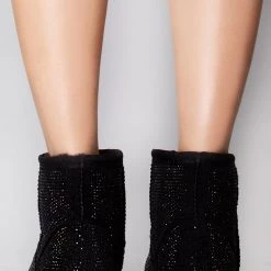 Azalea Wang The Great Fantastic Iced Onyx Rhinestone Faux Fur Boots