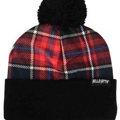 BIOWORLD X Hello Kitty Plaid Punk Pom Beanie