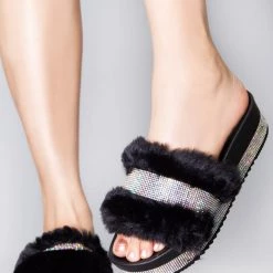 Cape Robbin The Great Fantastic Posh Life Faux Fur Rhinestone Platform Sandals