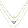 Charged Serenity Blue Agate Delicate Chain Necklace Set