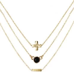 Charged New Strength Onyx Delicate Chain Necklace Set