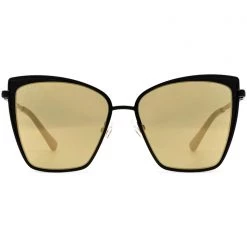 DIFF Eyewear Becky Sunglasses In Matte Black/Gold Mirror