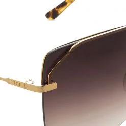 DIFF Eyewear Tea Room Cinema Bree Sunglasses In Gold/Brown Gradient