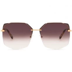 DIFF Eyewear Tea Room Cinema Bree Sunglasses In Gold/Brown Gradient