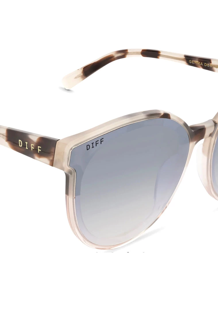 DIFF Eyewear New Gemma Sunglasses In Cream Tortoise/Sandstone Grey Gradient Flash 6 DIFF Eyewear New Gemma Sunglasses In Cream Tortoise/Sandstone Grey Gradient Flash