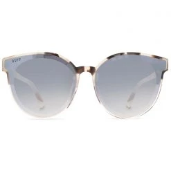 DIFF Eyewear New Gemma Sunglasses In Cream Tortoise/Sandstone Grey Gradient Flash
