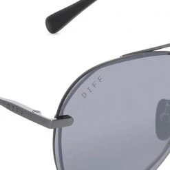 DIFF Eyewear Lenox Sunglasses In Brushed Silver/Grey Mirror Tea Room Cinema