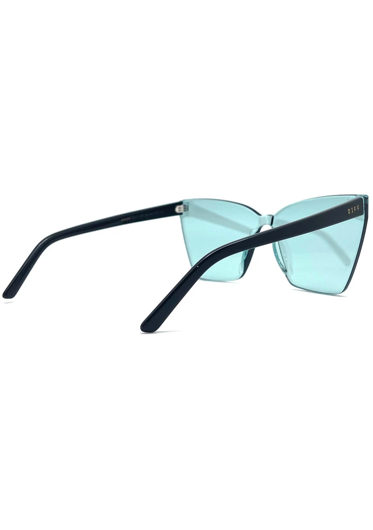 DIFF Eyewear Goldie Sunglasses In Black Turquoise Mirror New 8 DIFF Eyewear Goldie Sunglasses In Black Turquoise Mirror New