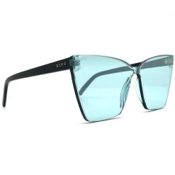 DIFF Eyewear Goldie Sunglasses In Black Turquoise Mirror New 11 DIFF Eyewear Goldie Sunglasses In Black Turquoise Mirror New