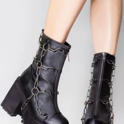 Demonia Pent Up Chained Platform Boots Shoes