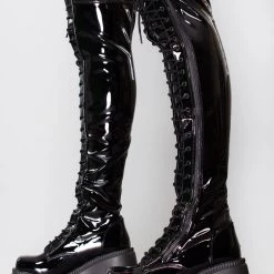 Demonia No Surrender Thigh-High Platform Boots Shoes