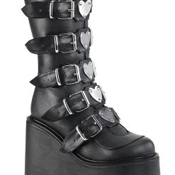 Demonia Black Heart Platform Boots Shoes