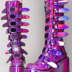 Demonia Technolyze Holographic Platform Boots