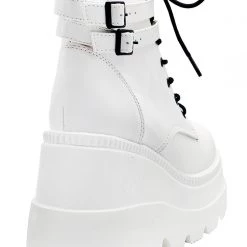 Demonia Shaker Platform Boots In White