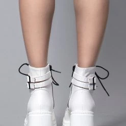 Demonia Shaker Platform Boots In White