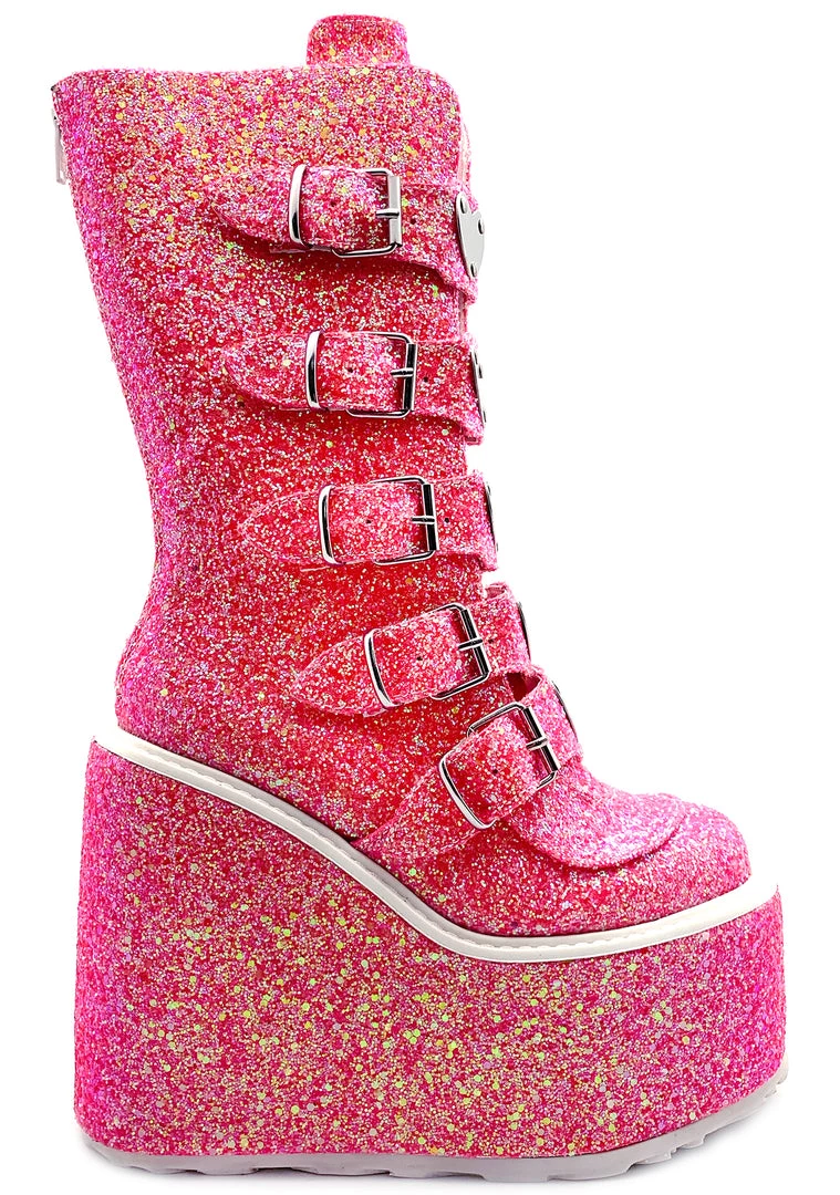 Demonia Cosmic Love Glittered Platform Boots