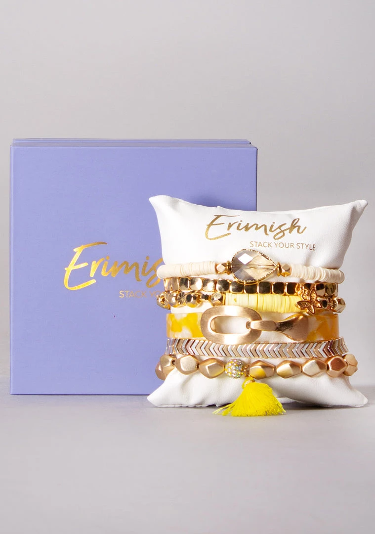 Erimish Ribbons Of Gold Bracelet Stack 3 Erimish Ribbons Of Gold Bracelet Stack
