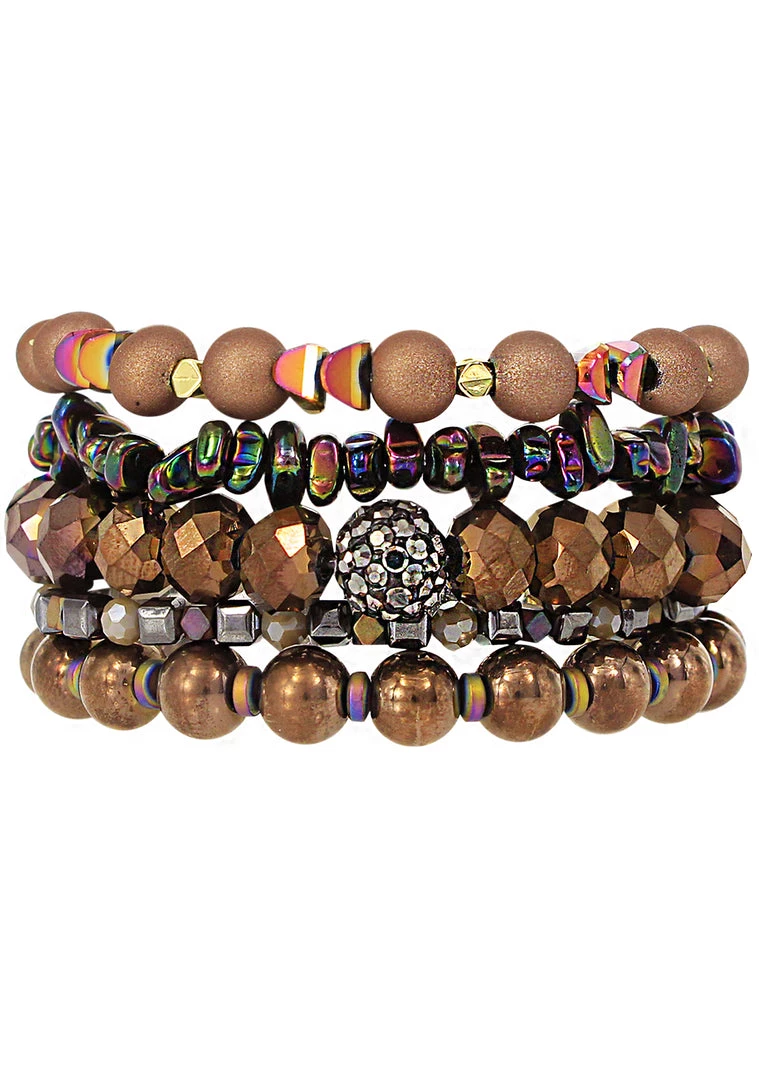 Erimish The Great Fantastic Chocolate Raspberry Champagne Stacked Bracelet 3 Erimish The Great Fantastic Chocolate Raspberry Champagne Stacked Bracelet