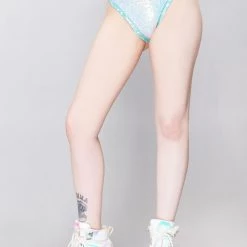 J Valentine Cosmic Mint High Leg Sequin Shorts