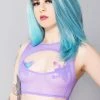 J Valentine Mad World Purple Haze Keyhole Mesh Top