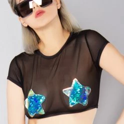 J Valentine Here Tonight Mesh Cropped Top New