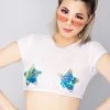 J Valentine Bright Lights Mesh Cropped Top New
