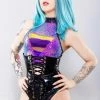 J Valentine Holographic Black Feather Hourglass Waist Cincher World Tour 1 J Valentine Holographic Black Feather Hourglass Waist Cincher World Tour