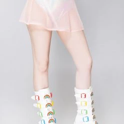 J Valentine Lolita Mesh Skater Skirt In Pastel Pink Mad World