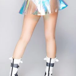 J Valentine The Great Fantastic Pink Ice Holographic Pinwheel Vinyl Skirt