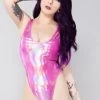 J Valentine Mad World Pink Spectrum Holographic Bodysuit