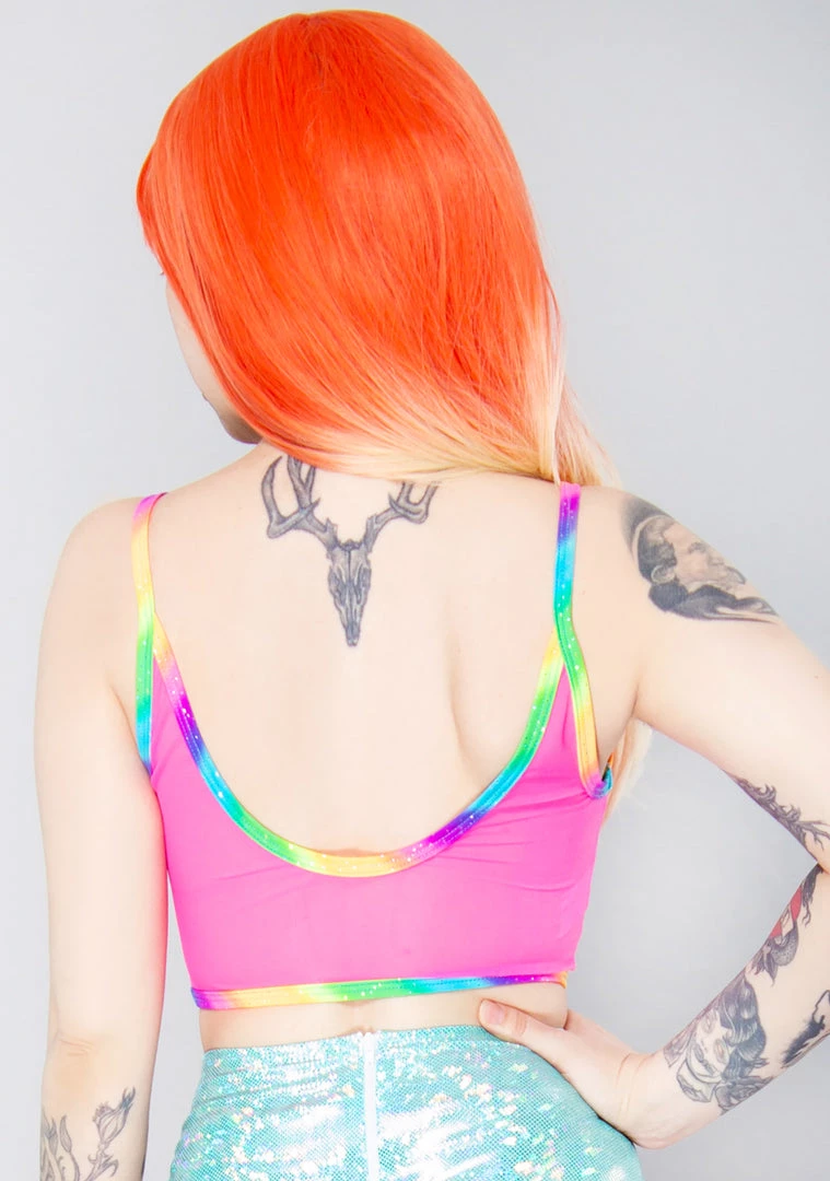 J Valentine Women's Festival Rainbow Illusion Mesh Tank 4 J Valentine Women's Festival Rainbow Illusion Mesh Tank