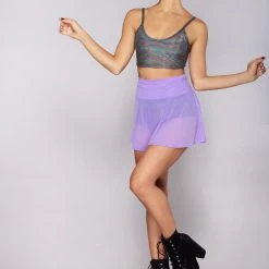 J Valentine Women's Festival Lolita Mesh Skater Skirt In Lavender