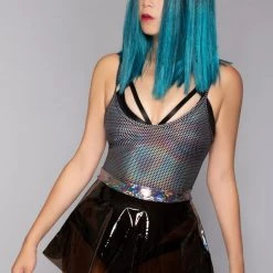 J Valentine Vinyl Skater Skirt In Black