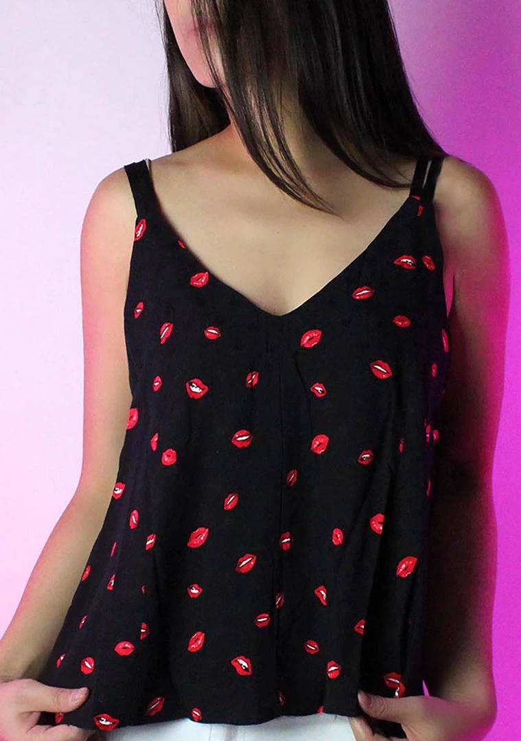 LA Style Rush Kiss Me Strappy Cami Top Women's Festival 4 LA Style Rush Kiss Me Strappy Cami Top Women's Festival