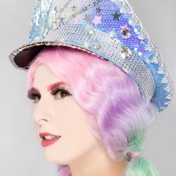LASR New Blue Skyy Sequin Captain Hat
