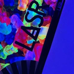 LASR Sugar High Gummy Bear UV Reactive Rave Fan 15 LASR Sugar High Gummy Bear UV Reactive Rave Fan