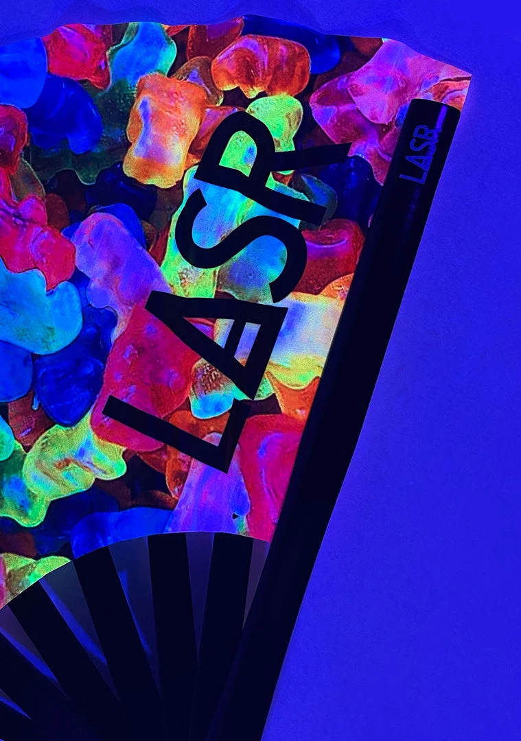 LASR Sugar High Gummy Bear UV Reactive Rave Fan 9 LASR Sugar High Gummy Bear UV Reactive Rave Fan